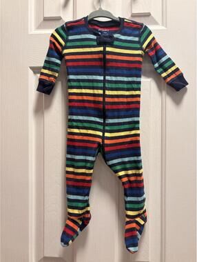 Primary Rainbow Stripe Footed One Piece Pajama Sleeper Baby Toddler 6-9 Months